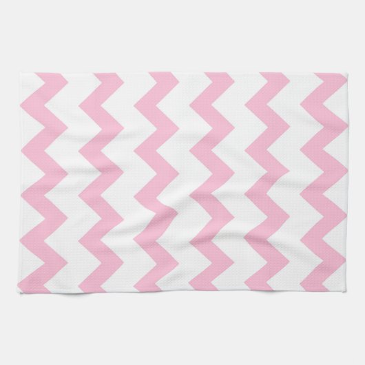 Roze en witte zigzag chevron ontwerp theedoek (Horizontaal)