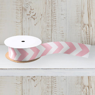 Roze en witte zigzag chevron patroon satijnen lint