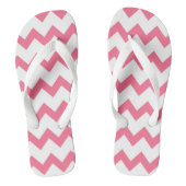 Roze en witte zigzag-chevron teenslippers (Voetbed)