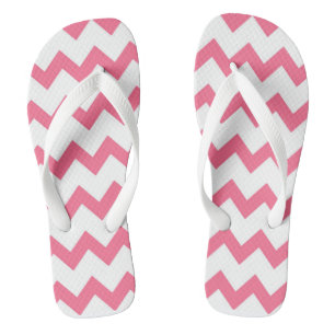 Roze en witte zigzag-chevron teenslippers