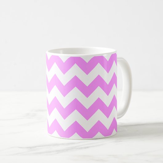 Roze en witte zigzag koffiemok (Voorkant rechts)