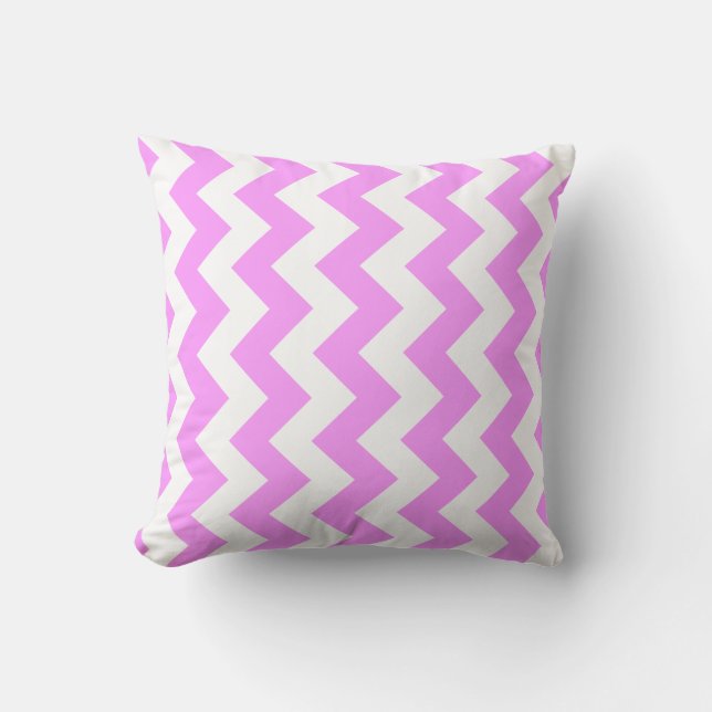 Roze en witte zigzag kussen (Voorkant)