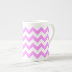 Roze en Witte Zigzag Porselein Kop