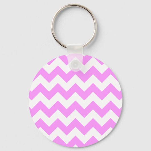 Roze en witte zigzag sleutelhanger (Voorkant)