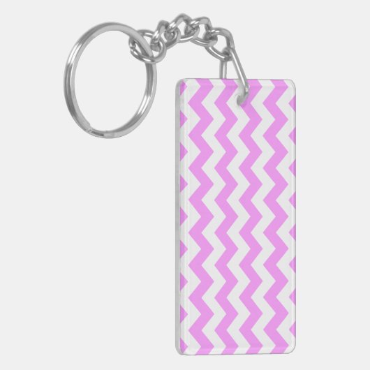 Roze en witte zigzag sleutelhanger (Voorkant Links)