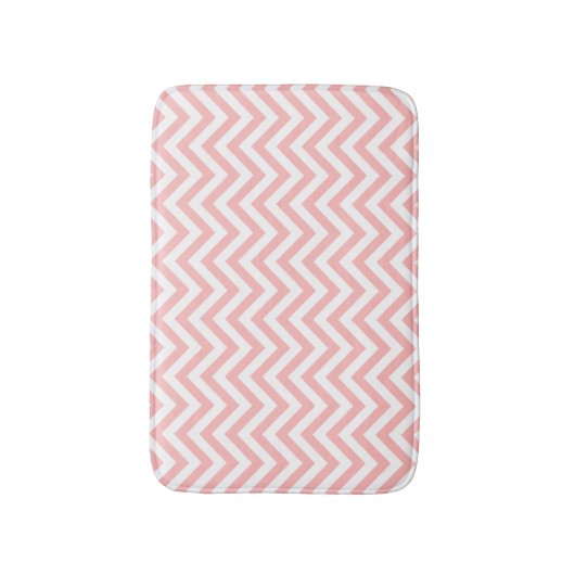 Roze en witte zigzag Stripes Chevron Pattern Badmat (Voorkant Verticaal)