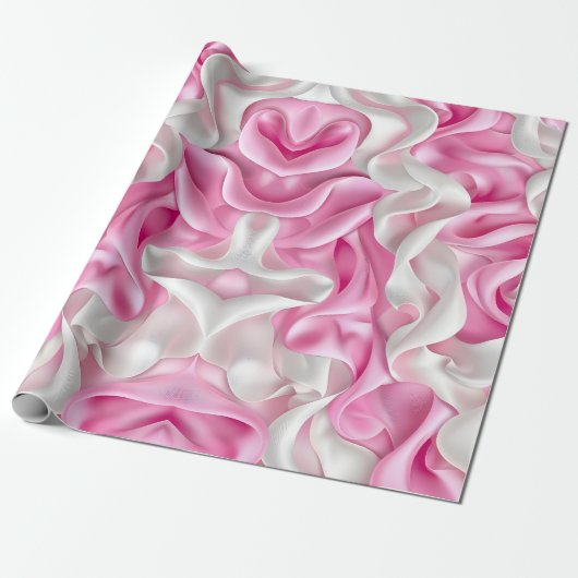 Roze en witte zijde cadeaupapier (Uitgerold)