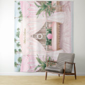 Roze en Witte Zomer Pool Cabana Wandkleed (In situ)