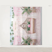 Roze en Witte Zomer Zwembad Tuinhuisje Wandkleed (Voorkant)