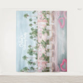 Roze en Witte Zomer Zwembadfeest Tapijt Wandkleed (Voorkant)