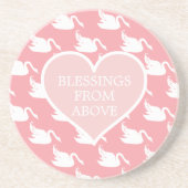 Roze en Witte Zwaan Patroon voor Baby shower Coast Zandsteen Onderzetter (Voorkant)
