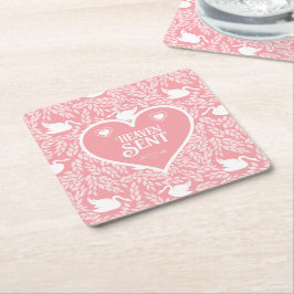Roze en Witte Zwaan Patroon voor Baby shower Kartonnen Onderzetters