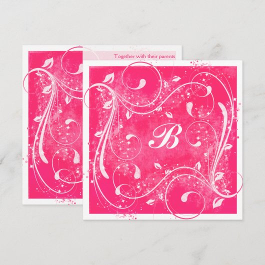 Roze en Witte Zwemelen Weddenschappen Uitnodiging (Voorkant / Achterkant)