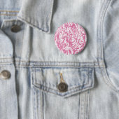 Roze en witte zwijn ronde button 5,7 cm (In situ)