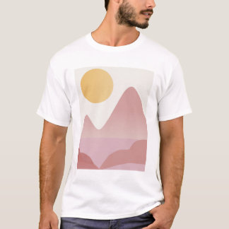 Roze en yallow minimalistische zonsondergang t-shirt