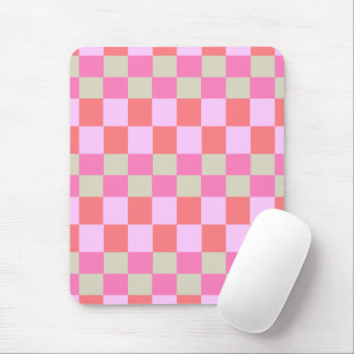 Roze en zandbeige retro dambordpatroon muismat