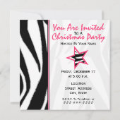 Roze en Zebra drukken kerstboomuitnodiging Kaart (Achterkant)