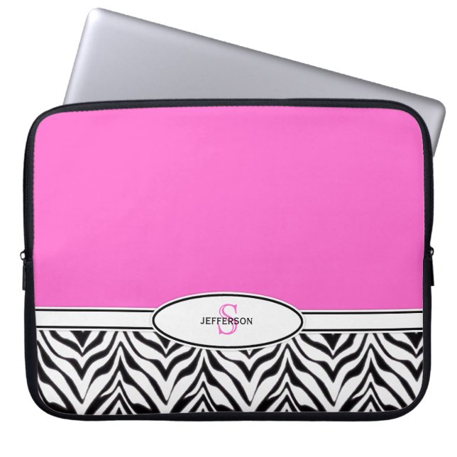 Roze en Zebra laptop Sleeve (Voorkant)