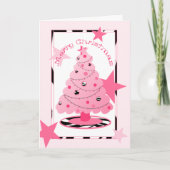 Roze en zebra print met sterren kerst Kaart (Voorkant)