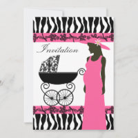 Roze en Zebra Uitnodiging