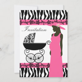 Roze en Zebra Uitnodiging
