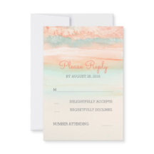 Roze en Zee Blauwe Waterverf Bruiloft RSVP