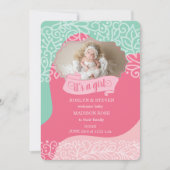 Roze en Zee Groen Het is een meisjesaankondiging Aankondiging (Voorkant)