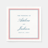 Roze en zeegrens klassieke traditionele bruiloft servet (Voorkant)