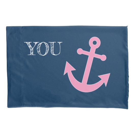 Roze en zeemanker met aangepaste namen kussensloop (Voorkant-Links)