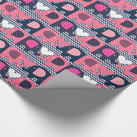 Roze en zeemlephant Love Wrapping Paper Cadeaupapier (Hoek)