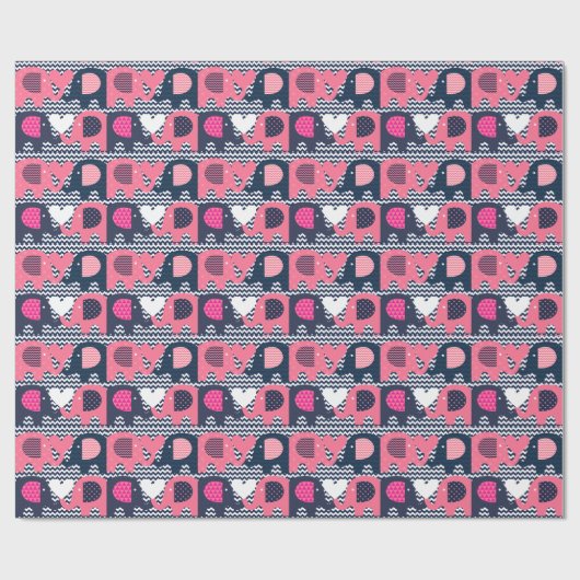 Roze en zeemlephant Love Wrapping Paper Cadeaupapier (Vlak)