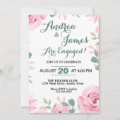  Roze en Zeevrucht Groene Engagement Party Kaart (Voorkant)