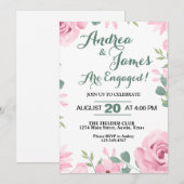  Roze en Zeevrucht Groene Engagement Party Kaart (Voorkant / Achterkant)