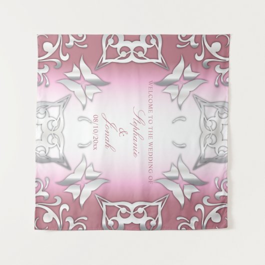 Roze en zilver antieke elegante trouw  wandkleed (Voorkant (horizontaal))