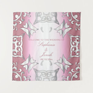 Roze en zilver antieke elegante trouw  wandkleed