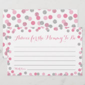 Roze en Zilver Baby shower Advies voor Kaarten van (Voorkant / Achterkant)