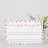 Roze en Zilver Baby shower Advies voor Kaarten van (Staand voorkant)