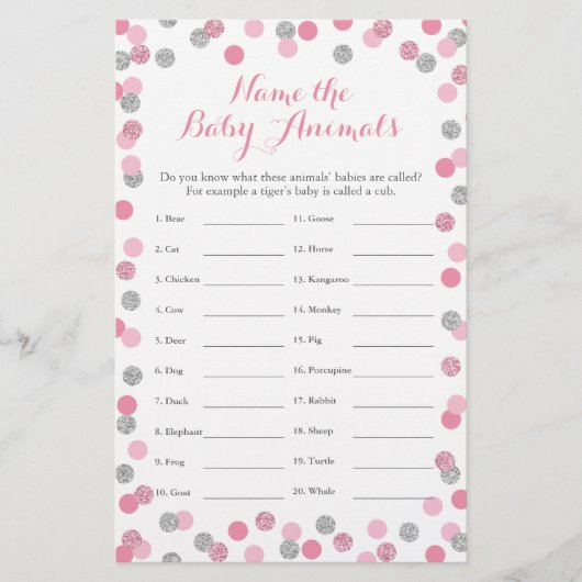 Roze en zilver Baby shower Baby naam (Voorkant)
