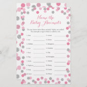 Roze en zilver Baby shower Baby naam (Voorkant / Achterkant)