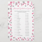 Roze en zilver Baby shower Dierenspel (Voorkant / Achterkant)