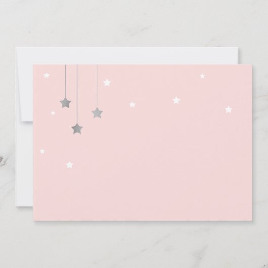 Roze en zilver Baby shower Kaart (Achterkant)