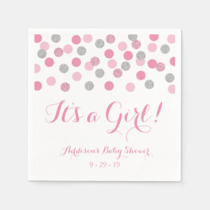 Roze en zilver Baby shower Napkins Servet