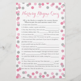 Roze en zilver Baby shower Nursery Rhyme Quiz