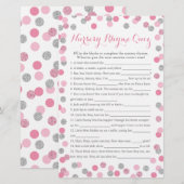 Roze en zilver Baby shower Nursery Rhyme Quiz (Voorkant / Achterkant)