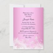 Roze en zilver Baby shower van vlinder Kaart (Achterkant)