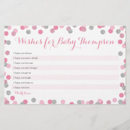 Roze en zilver Baby shower Vereist voor Baby Kaart