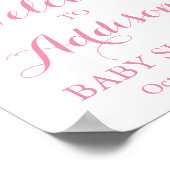 Roze en Zilver Baby shower Welkomstteken Poster (Hoek)