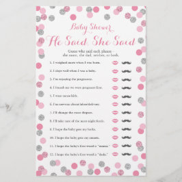 Roze en zilver Baby shower zei dat ze Game zei