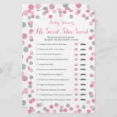 Roze en zilver Baby shower zei dat ze Game zei (Voorkant / Achterkant)