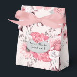 Roze en zilver bloemmotief bedankdoosjes<br><div class="desc">Roze en zilver roos thema feestelijk doosje,  aanpasbaar aan uw evenement details.</div>